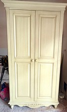 Cream Wooden Freestanding Wardrobe, 2 Hinged Doors, 1 Internal Shelf