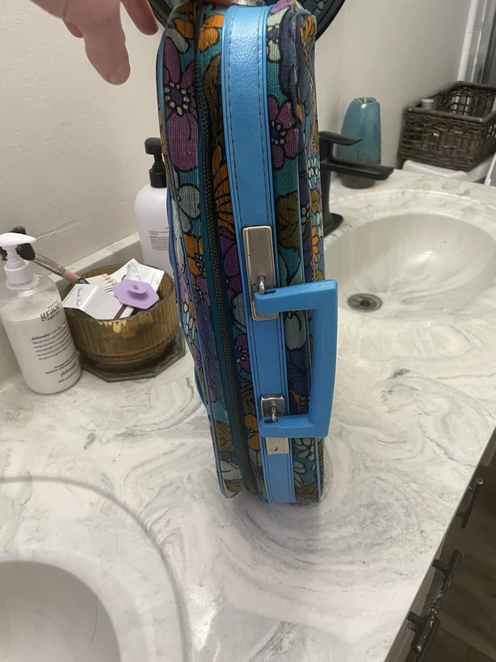 Maleta Floral De Colección Años 60 70 Flor Bolsa de Viaje Estuche Retro Paisley Hecha en Japón Foto 3 de 4