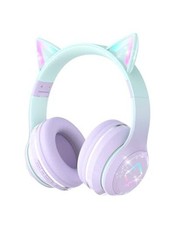 Bluetooth Kids Headphones,Cat Ear LED Light Up Kids Wireless Purple