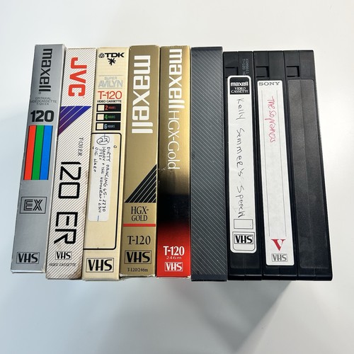Mixed Lot of 9 VHS Tapes Sold As Blanks Maxell JVC TDK Sony Mixed Vintage
