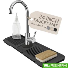 Silicone Kitchen Sink Faucet Mat Splash Guard Waterproof Anti-Slip Organizer 24