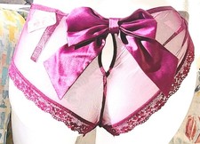 Victorias secret Rare Vintage L Kir Wine Large Satin Bow Cheekini Sheer Shine