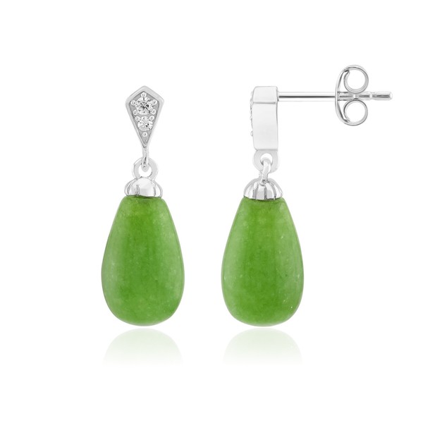 Cavill GrüNer Quarz Ohrringe 10,75Ct Rhodiniertes Silber 925 Tropfen Design-image