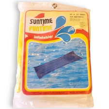 VTG 80s Inflatable Raft Pool Lounger Suntime Funtime NOS Sealed Yellow Retro
