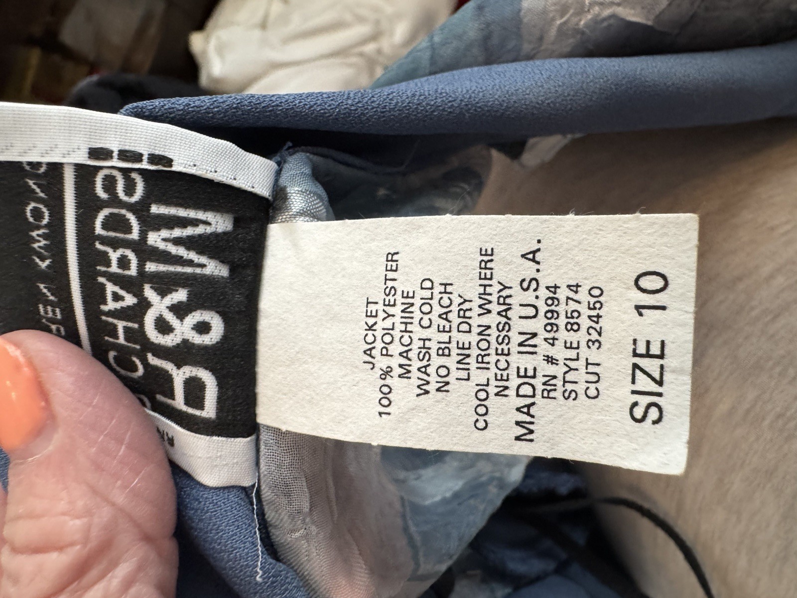 R&M Richards Women's Dress 2-Piece Maxi Jacket Blue White Size 10 Open Front