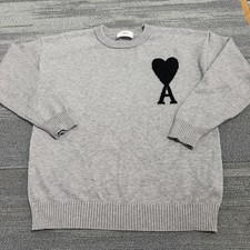 AMI Paris Alexandre Mattiussi Sweater Mens Small Gray Cotton Wool Crew Pullover
