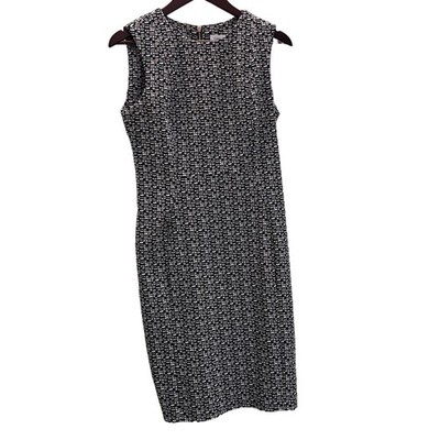 Calvin Klein Dress Women's Black White Below Knee Bodycon Zipper Sleeveless 8