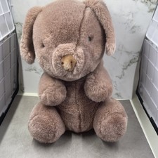Vintage 1980 GUND Hamlet Pig Pink Plush 10  Stuffed Animal Soft Floppy Round