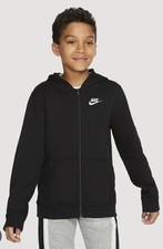 Nike Club Fleece Black Full Zip Hoodie Size Boys Kids Youth Large