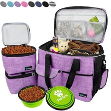 Dog Travel Bag, Travel Pet Bag Organizer, Dog Food Travel Bag with Food Containe