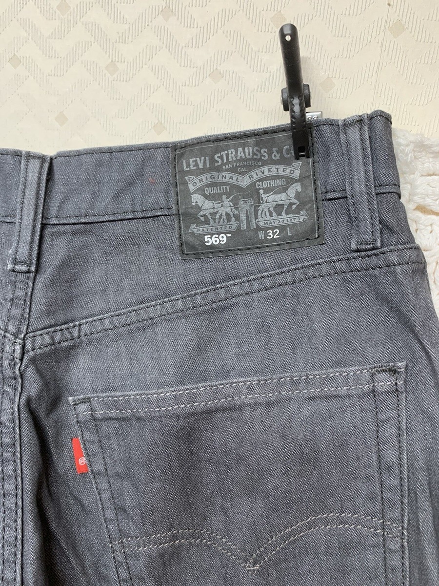 Levis 569 Shorts Mens Sz W32 L11 Gray Denim Loose Straight Fit | eBay
