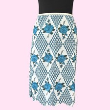 Vintage 40s 50s Blue Rose Slip Skirt  Mid Century Half Slip