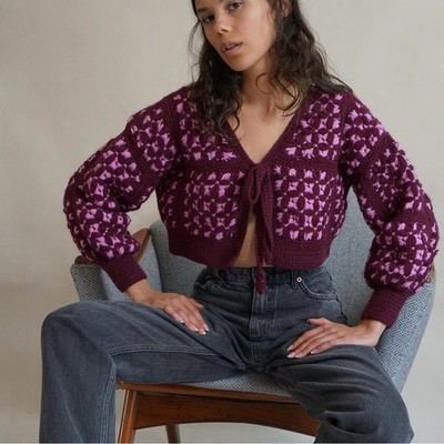 PROCHE Studios Bastidor Baby Alpaca Crochet Cardigan (Sz S/M) Reversible Cropped