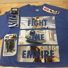 Star Wars Fight The Empire TShirt Size XL, R2D2 Socks, Mandalorian Nite Lite New