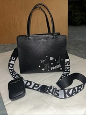 Karl Lagerfeld Paris Maybelle Satchel Handbag with strap & pouch NEW $228.00