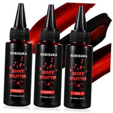 3PCS Halloween Fake Blood Kit, Fresh/Dark/Old Washable Fresh  Dark  Old