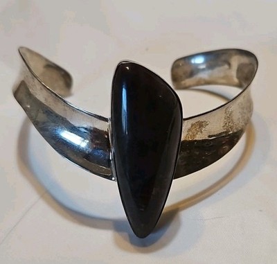 Jay King DTR Sterling 925 Silver Bloodstone 7In Adj Cuff Bracelet 25.7Grams