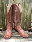 Vtg SANDER'S Brown Handmade Snakeskin & Leather Western Cowboy Boots Men’s 7.5 E — photo 1