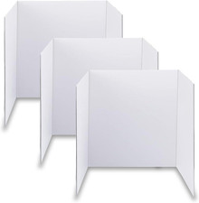 Trifold Poster Board, 24" X 16", 3-Pack, White Corrugated Project Boards for Sci