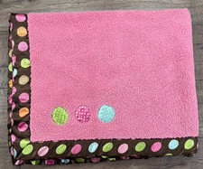 Baby Girl Baby Boom Pink Sherpa Minky Rare HTF Satin Trim Circle Dots Blanket
