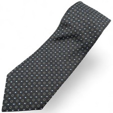 Brooks Brothers Stain Resistant Silk Tie Blue Circle Medallion Charcoal 3.5"