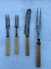 Antique Civil War Era Fork And Knife cow bone or horn