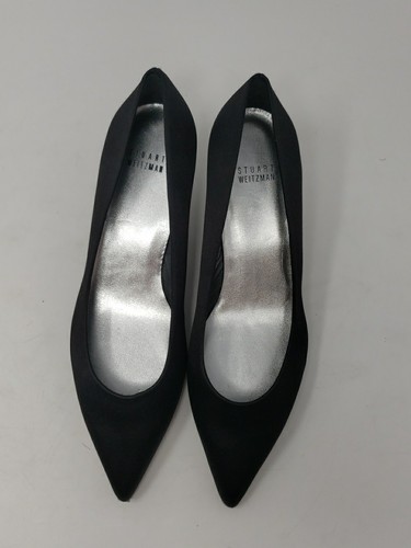 Stuart Weitzman Women's Size W8.0 Black Suede Point Toe Leather Sole 1.5" Pumps - Picture 2 of 8