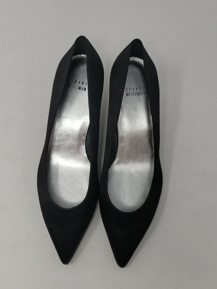 Zapatos de salón Stuart Weitzman para mujer talla W8.0 negro gamuza punta suela de cuero 1.5" Foto 2 de 4