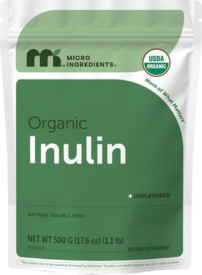 Micro Ingredients Organic Inulin FOS Fiber Powder, 1.1 lb | Quick Water-Soluble