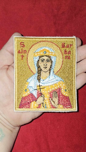 3,5x4" Heilige Barbara Orthodoxe bestickte Taschenikone - Bild 2 von 2