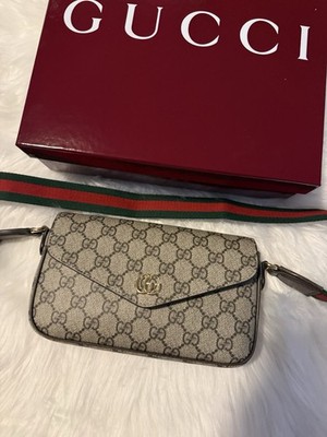 Gucci GG Ophidia Pochette Crossbody Green Red Stripe Strap