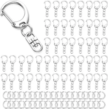 50Pcs Lobster Claw Clasps for Keychain Clip, Swivel Snap Hooks Silver Key Chain