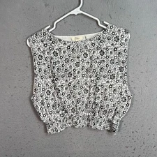 Elan Black & White Floral Pattern Sleeveless Crop Top Womens Size Small