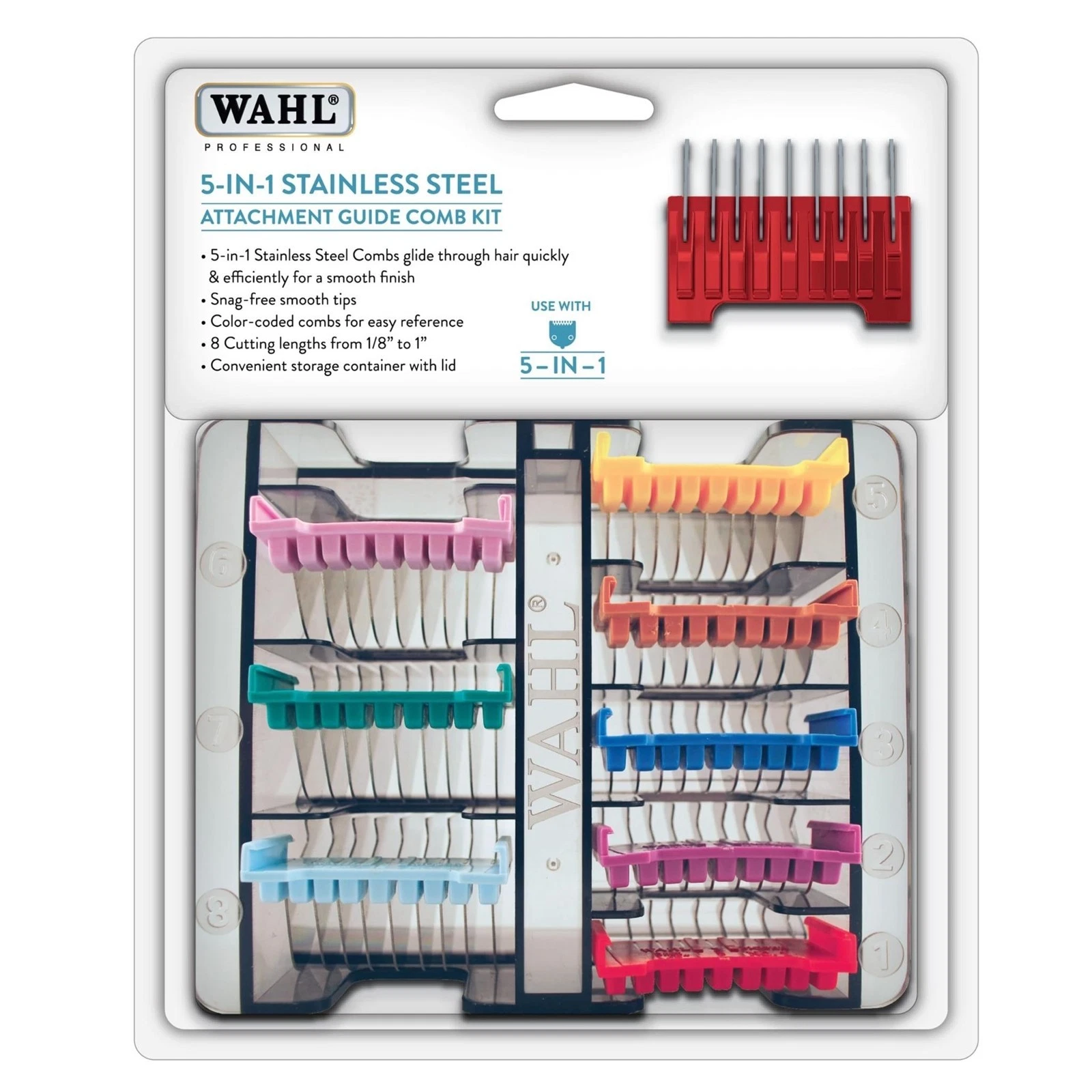 Wahl 8pc 5-in-1 Stainless Steel Guide Comb Set Multicolor Pet Grooming OB
Opens in a new window or t