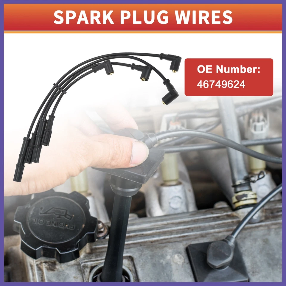 Cable de bobina de encendido de cable de bujía de 4 piezas 46749624 para Fiat Punto Schragheck Foto 3 de 4