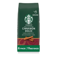 Starbucks Ground Coffee, Flavored Hot or 11 Ounce Pack of 6 , Cinnamon Dolce
