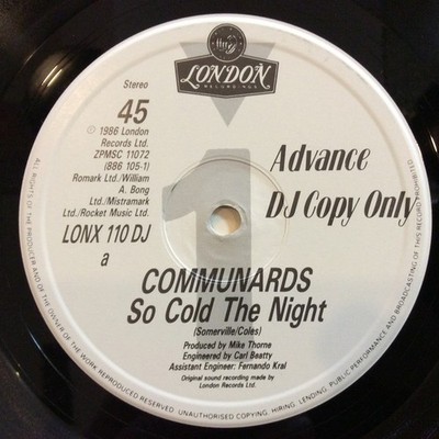 The Communards - So Cold The Night - UK Promo 12'' Vinyl - 1986 - London Records