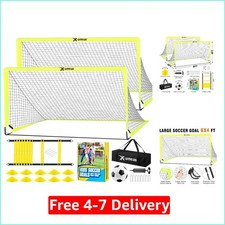 Kids Soccer Goals Set of 2 - 6x4 ft Portable Soccer Nets with Accessories