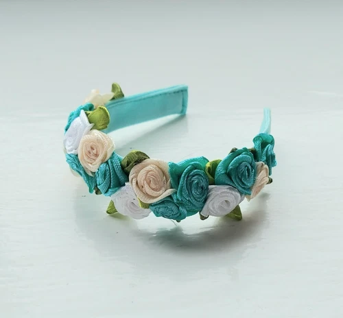 Mint Flower crown for Little Darling doll D. Effner, accessories for 13" Doll