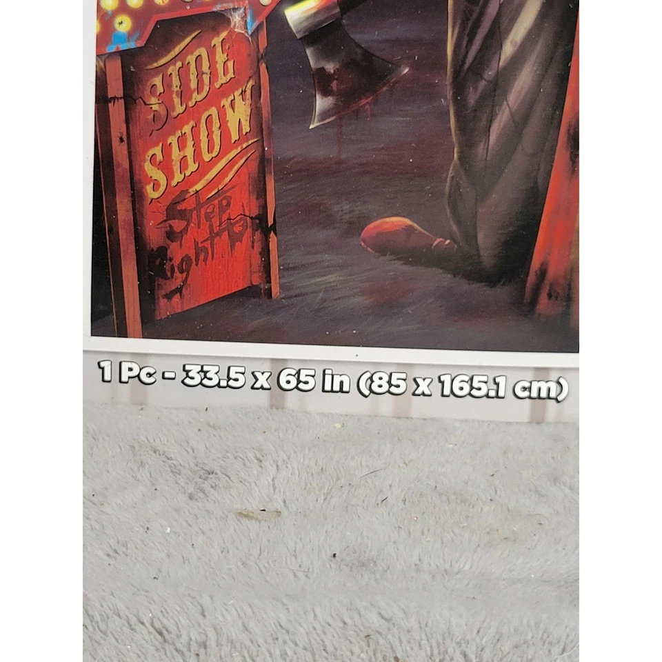 Cubierta de puerta de carnaval espeluznante espíritu decoración de Halloween payaso aterrador utilería Foto 3 de 4