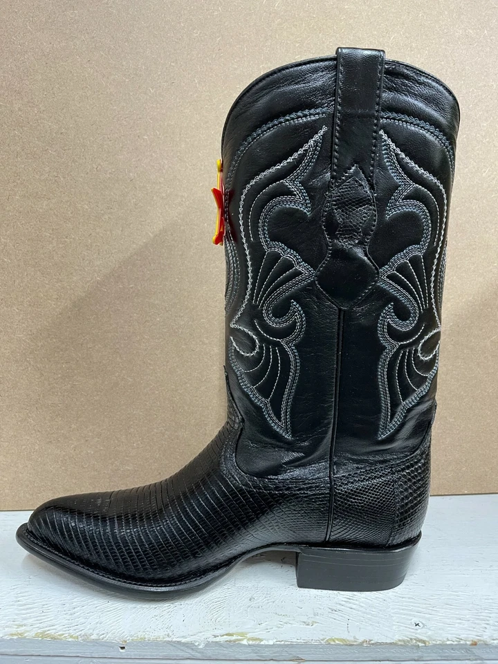 Botas para hombre Los Altos Western, anillo lagarto, negras EE, talla: 9 ÚLTIMOS 2 PARES Foto 2 de 4