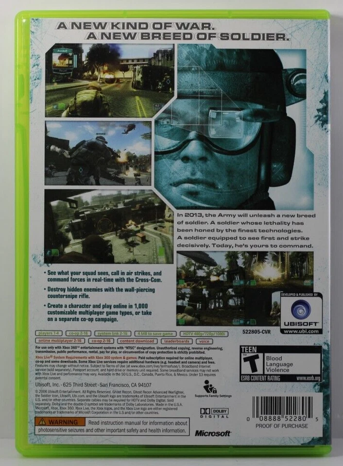 Tom Clancy's Ghost Recon Advanced Warfighter (Xbox 360, 2006) CIB - Image 2 of 4