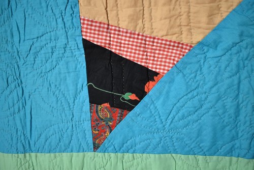Colorful Vintage 40's Lone Star Antique Quilt, NICE BLUE BACKGROUND! - Picture 10 of 12
