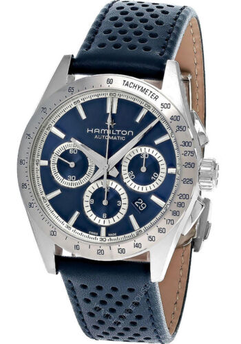 HAMILTON Jazzmaster Performer 42MM AUTO CHRONO Blue Dial Men's Watch H36616640 - Picture 1 of 4