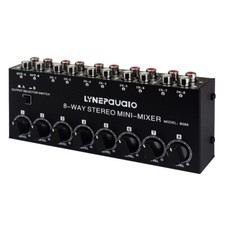 Passive 8-channel Audio Mixer Mini 8-IN-2-OUT Analog Stereo Mixer for Studio