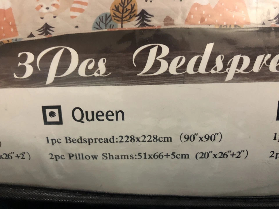 New Lodge Queen Bedspread Coverlet Quilt Sham Set Rustic Bear Deer Explore - Image 2 of 3