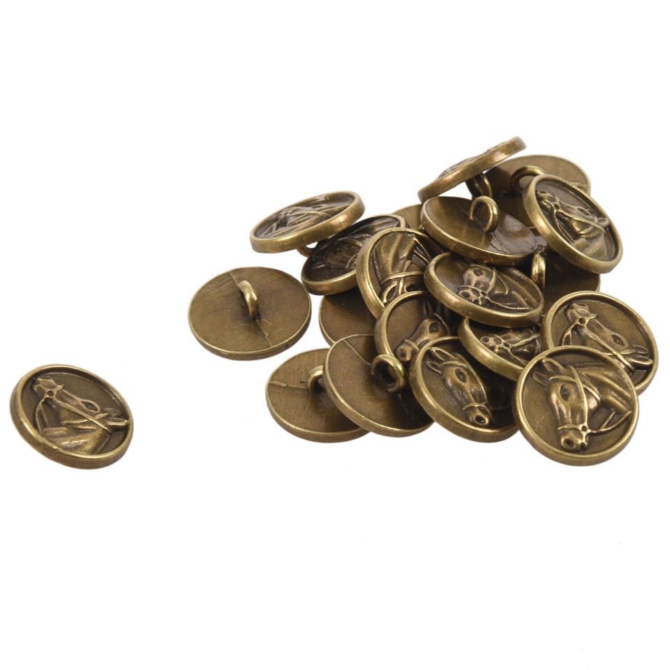 20PCs Zinc alloy Buttons Horse Round Bronze Tone 15mm( 5/8 inch)Dia
