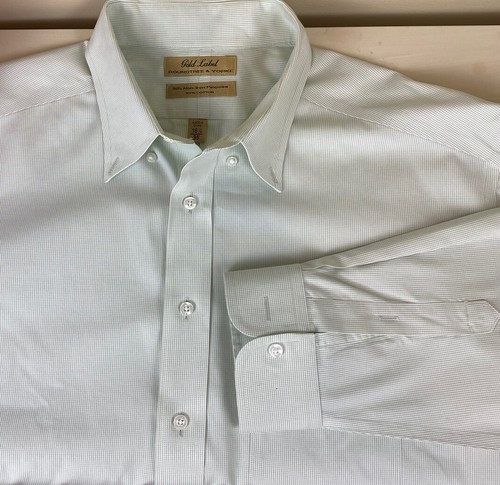 Mens Dress Shirt 16.5 35 Green Checked 