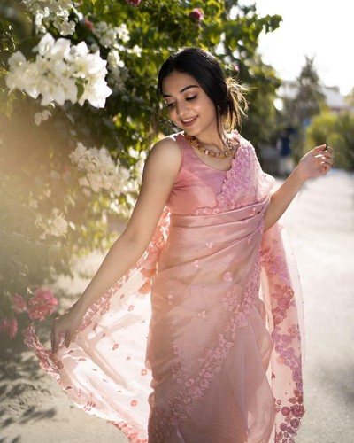 Heavy Organza Silk Embroidery Work Sari 