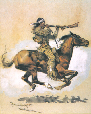 Buffalo Hunter Spitting A Bullet Into A Gun by Frederic Remington ...